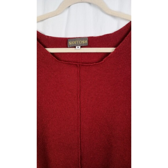 Luxury Santosh Oversized Cashmere Sweater Off the Shoulder Red Size M Slouchy - Picture 3 of 12